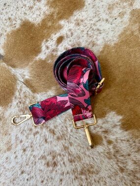 Floral Pink Adjustable Bag Strap with Gold Hardware Spring & Summer Vibes